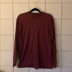 Long Sleeve Rust Colored Mock Neck Tee Shirt